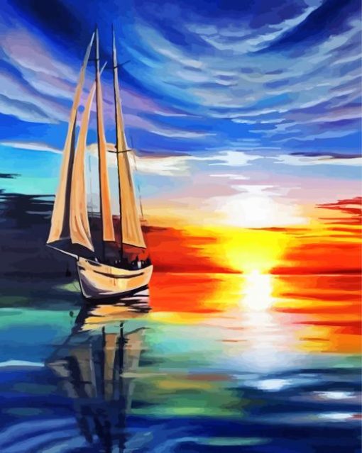 Sail Boat Silhouette Paint By Number