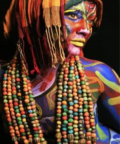 Woman Wearing Beads Necklace Paint By Number