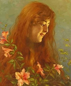 Young Girl With Flowers Paint By Number