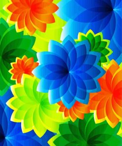 Abstract Colorful Flowers Paint By Number