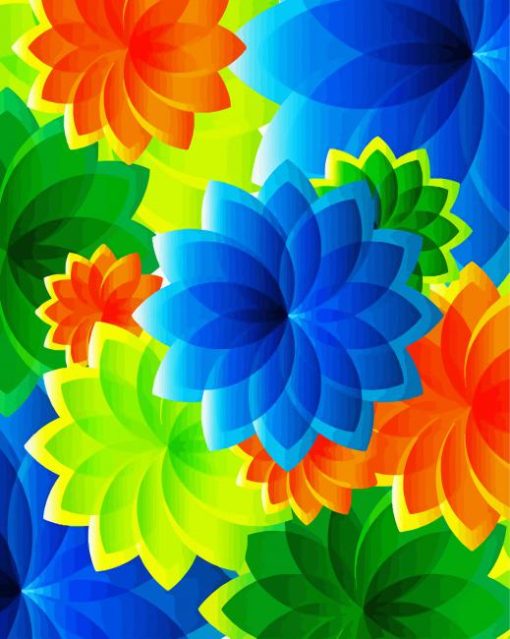 Abstract Colorful Flowers Paint By Number