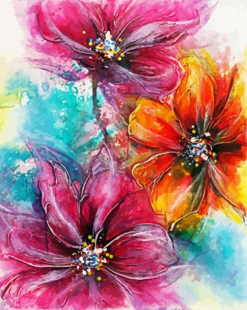 Abstract Three Flowers - Paint By Number