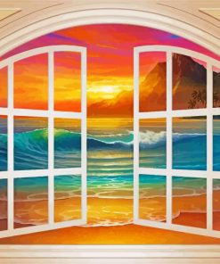 Beach Through A Window Paint By Number