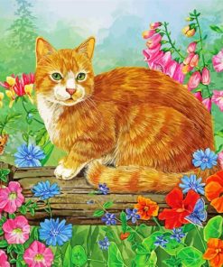 Cat And Flowers Paint By Number