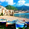 Cefalu Boats On The Beach Paint By Number