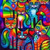 Colorful Whimsical Cats Paint By Number