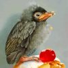 Cute Bird Eating Cake Paint By Number