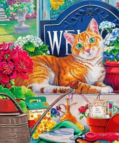 Cute Kitty And Flowers Paint By Number