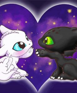 Cute Toothless And Light fury Paint By Number