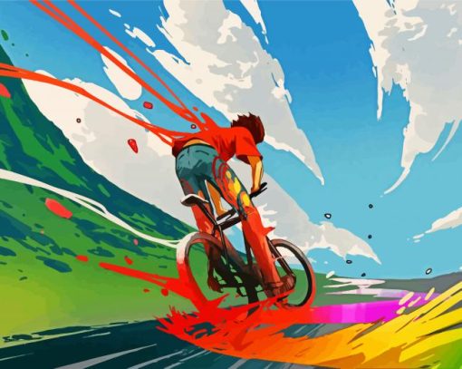 Cyclist Splatter Paint By Number