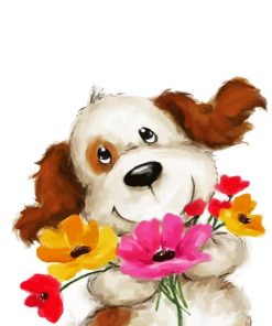 Dog With Flowers Paint By Number