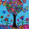 Floral Tree And Butterflies Paint By Number