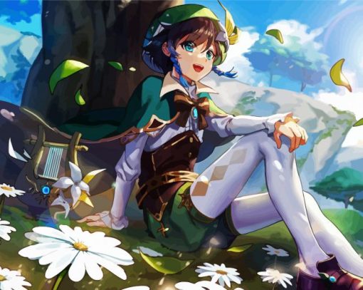 Genshin Impact Venti Anime Girl Paint By Number