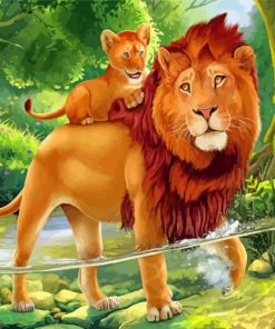 Lion And Cub Paint By Number