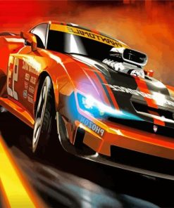 Orange Racing Car Paint By Numbe