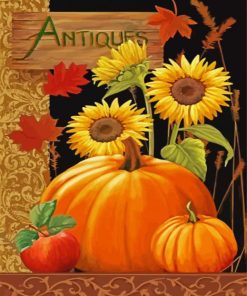 Pumpkins And Sunflowers Paint By Number