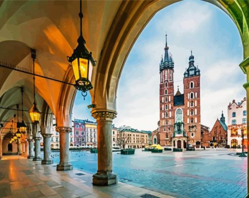 St Marys Basilica Krakow Poland Paint By Number
