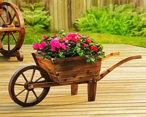 Wooden Wheelbarrow Paint By Number