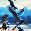 Abstract Crane Birds Art Paint By Number