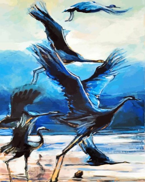 Abstract Crane Birds Art Paint By Number