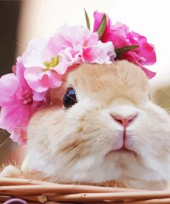 Adorable Rabbit With Flower Wreath Paint By Number