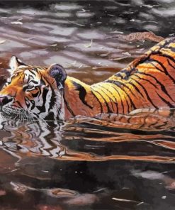 Aesthetic Realistic Tiger Animal In Water Paint By Number