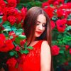 Aesthetic Woman With Red Flowers Paint By Number