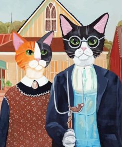 Aesthetic American Gothic Cats Paint By Number