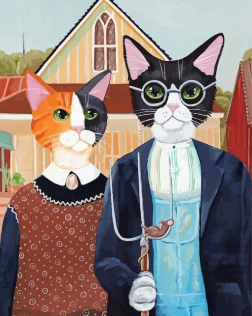 Aesthetic American Gothic Cats Paint By Number