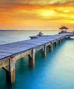 Aesthetic Sunset Wooden Pier Paint By Number