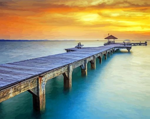 Aesthetic Sunset Wooden Pier Paint By Number