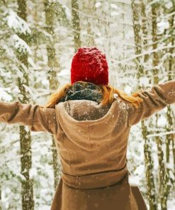 Aesthetic Woman In Snow Paint By Number