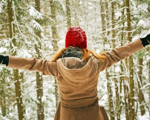 Aesthetic Woman In Snow Paint By Number