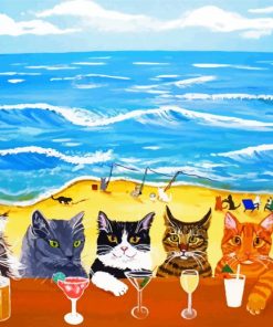 Aesthetic Cats On Beach Paint By Number