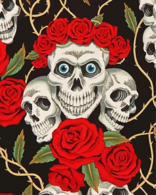 Aesthetic Skulls And Roses Paint By Number