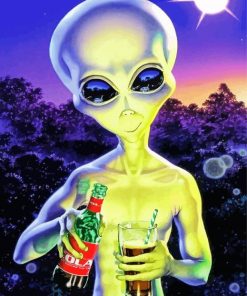 Alien Drinking Cola Paint By Number