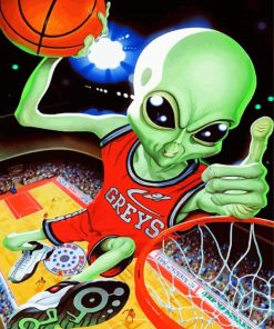 Alien Playing Basketball Paint By Number