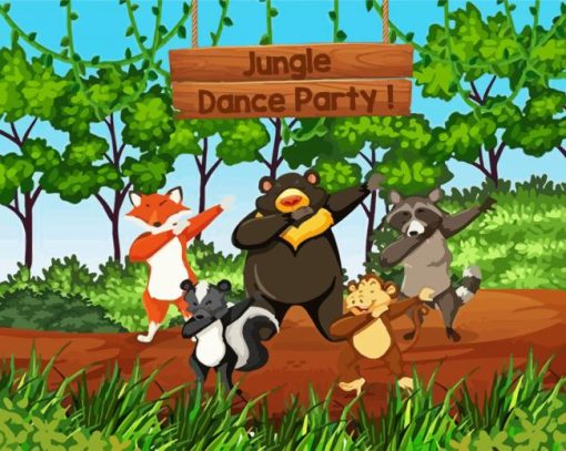 Animals Dancing Cartoon Paint By Number