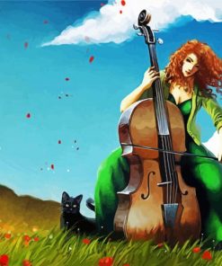 Anime Woman Playing Cello Paint By Number