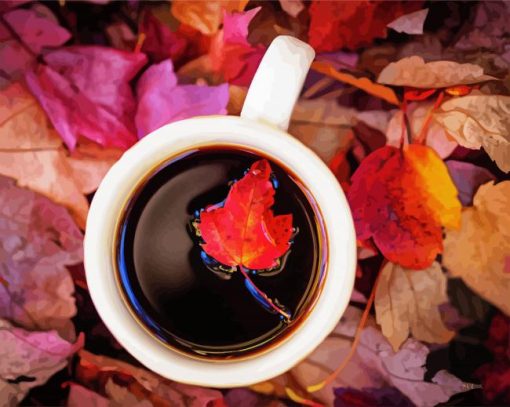 Autumn Leaves And Coffee Paint By Number