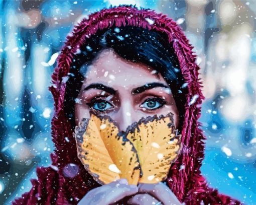 Beautiful Woman In Snow Paint By Number