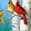 Birch Trees And Birds Paint By Number