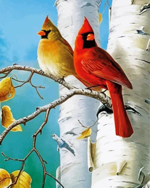 Birch Trees And Birds Paint By Number