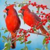 Birds And Red Berries Paint By Number