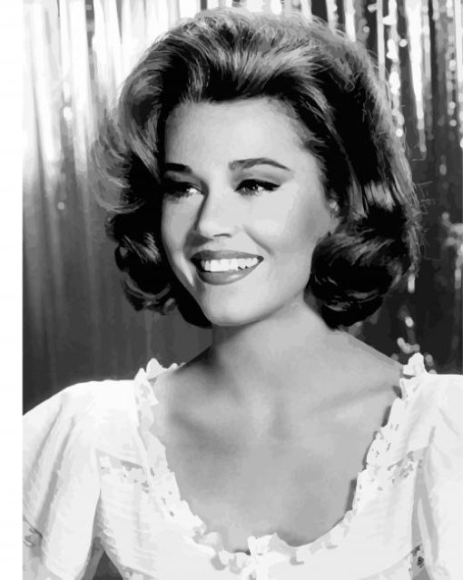 Black And White Actress Jane Fonda Paint By Number