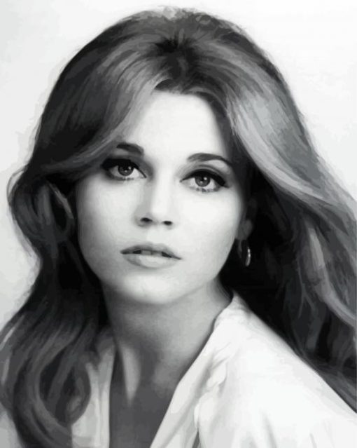 Black And White Young Jane Fonda Paint By Number