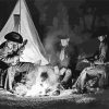 Black And White Cowboy Camping Paint By Number