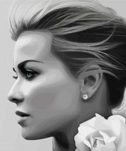 Black And White Female Side Profile Paint By Number