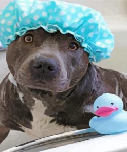 Blue Staffy In Bath Paint By Number