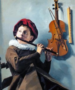 Boy Playing Flute Paint By Number